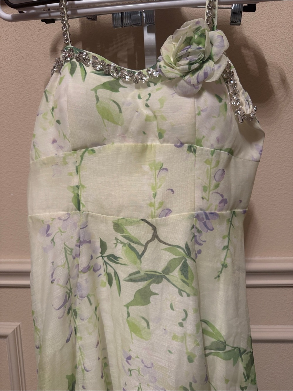 Floral Rhinestone Smocking Midi Dress - Picture 15 of 15